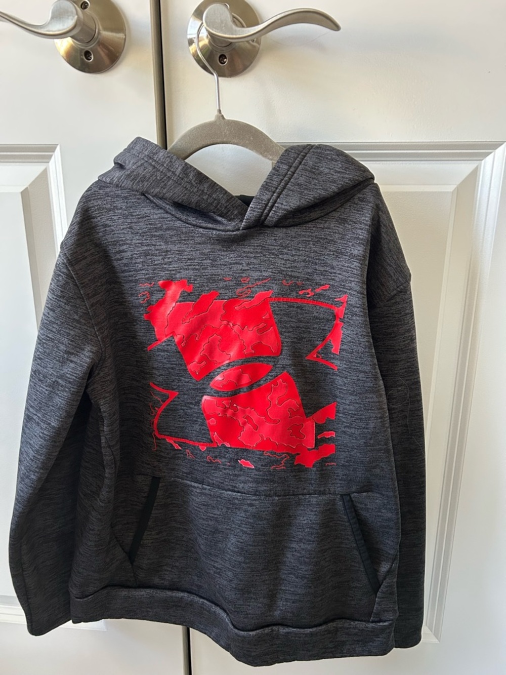 Under Armour Gray Heather Pullover Hoodie with Red Trim